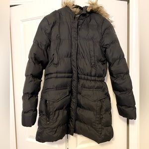 Andrew marc black puffer coat with fur hood